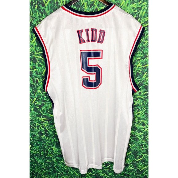 VTG Reebok New Jersey Nets #5 Jason Kidd NBA Mesh Jersey White Men’s 2XL - Picture 2 of 4